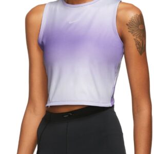 Nike Drifit Swoosh Cropped Løbetop Dame Lilla