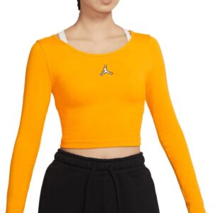 Nike Jordan Flight Crop Top Dame Xs Orange