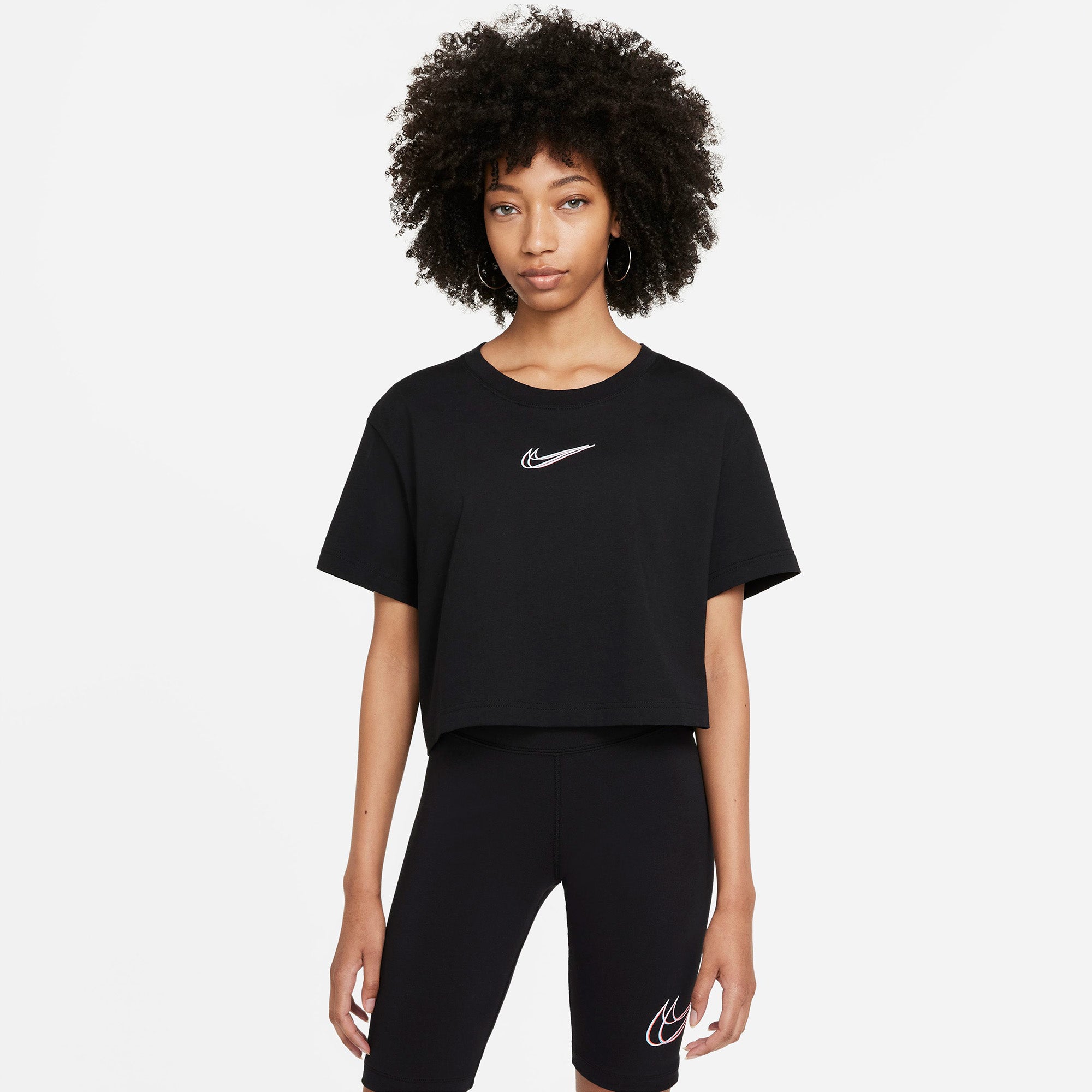 Nike Sportswear Cropped Tshirt Dame L Sort Nike Sportswear Cropped Tshirt Dame L Sort