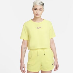 Nike Sportswear Cropped Tshirt Dame Xs Gul