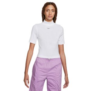 Nike Sportswear Essentials Ribbed Mockneck Tshirt Dame Xs Hvid