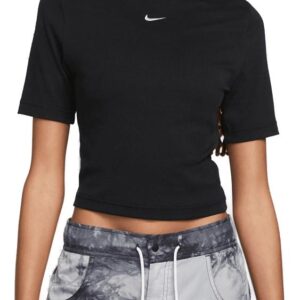 Nike Sportswear Essentials Ribbed Mockneck Tshirt Dame Xs Sort
