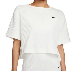 Nike Sportswear Ribbed Jersey Tshirt Dame Xs Hvid