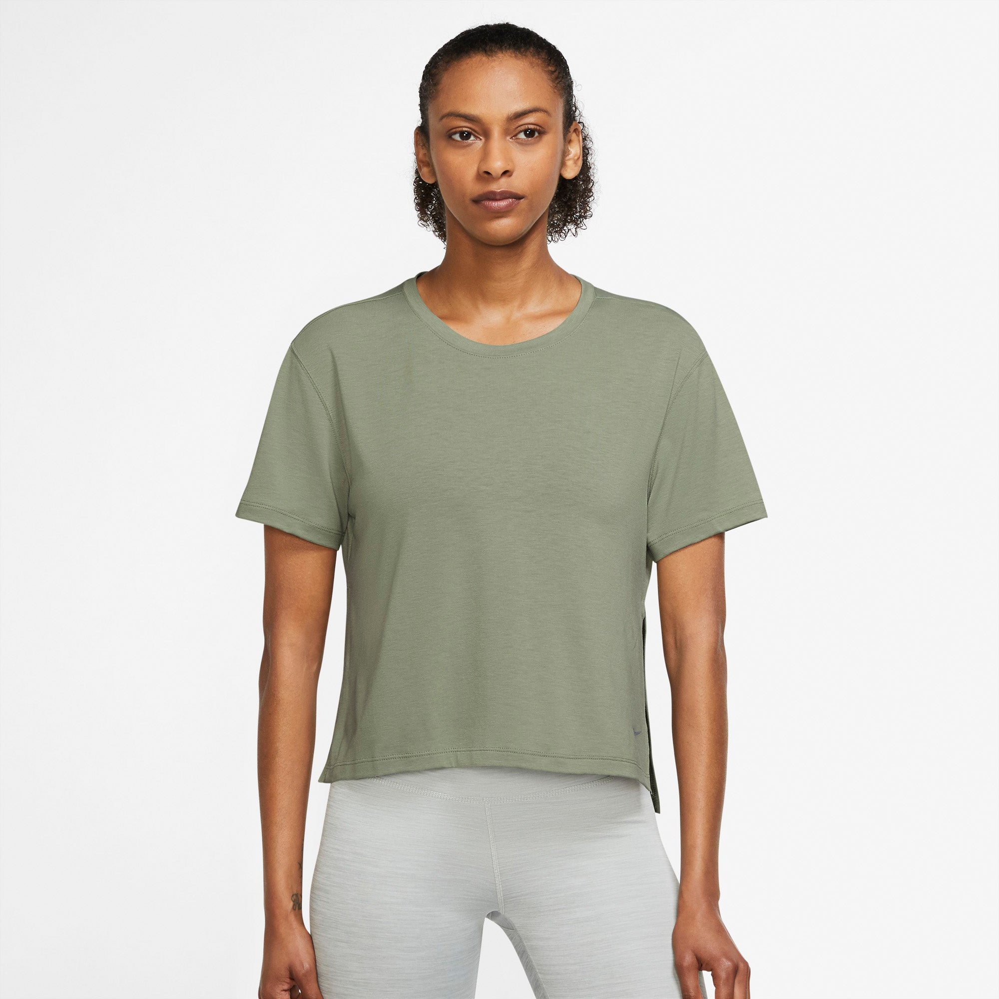 Nike Yoga Drifit Trænings Tshirt Dame Grøn Nike Yoga Drifit Trænings Tshirt Dame Grøn
