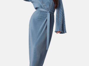 Pleated Tie Midi Dress