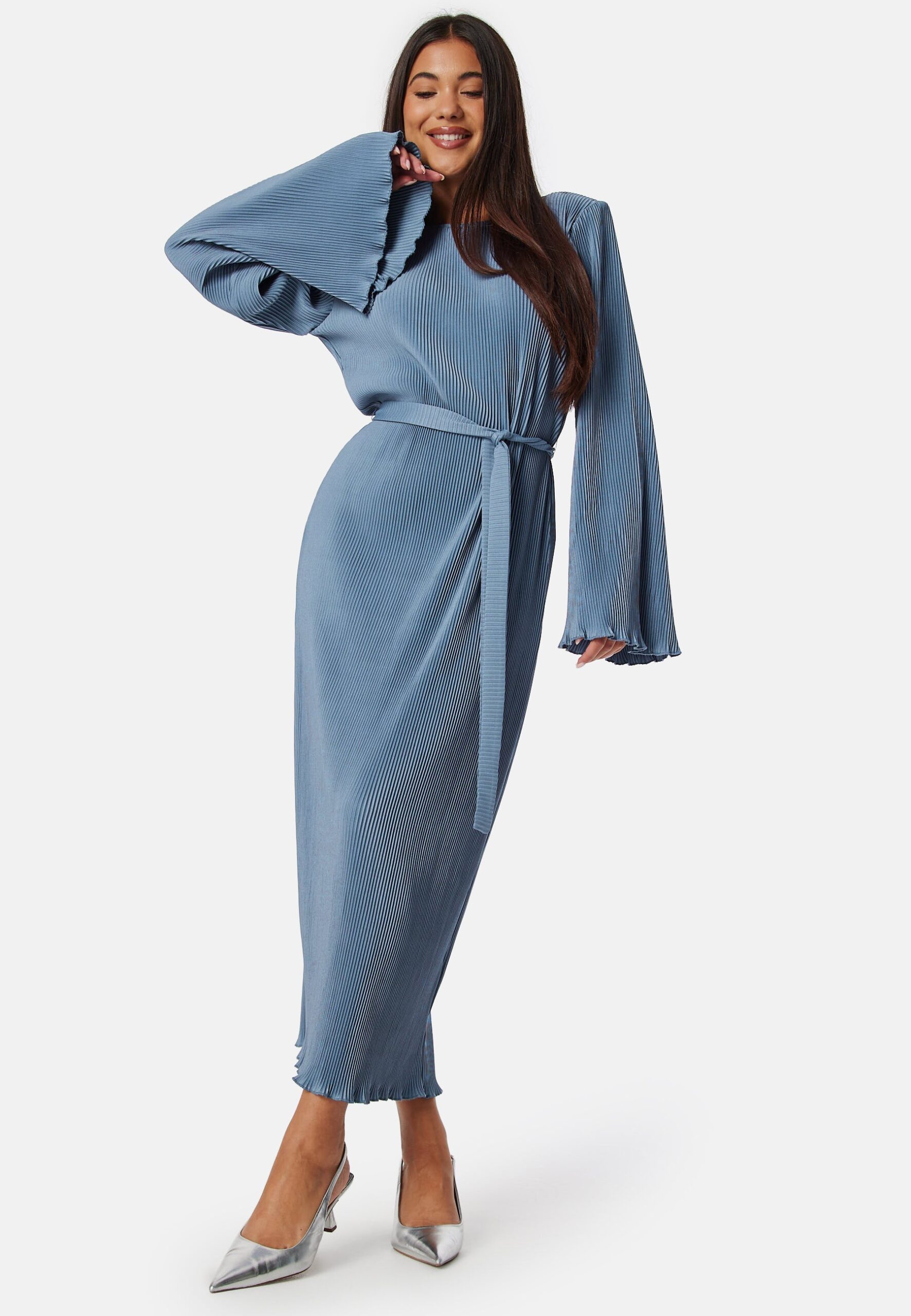 Pleated Tie Midi Dress Pleated Tie Midi Dress