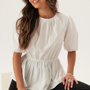Puff Sleeve Peplum Blouse