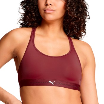 Puma BH Crossback Padded Sporty Top Mørkrørd polyamid Small Dame Puma BH Crossback Padded Sporty Top Mørkrørd polyamid Small Dame