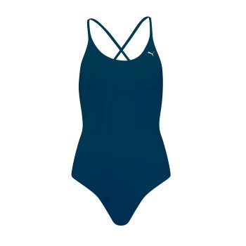 Puma V-Neck Padded Swimsuit Marineblå Small Dame Puma V-Neck Padded Swimsuit Marineblå Small Dame
