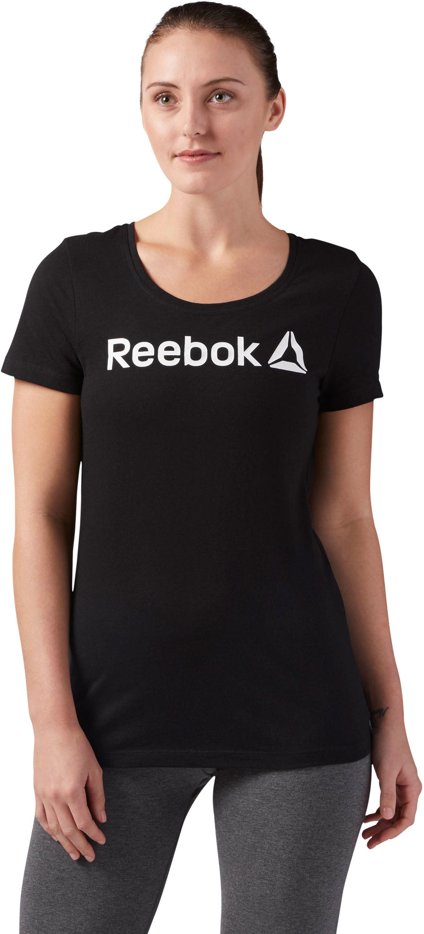 Reebok Scoop Neck Tee Dame Xs Sort Reebok Scoop Neck Tee Dame Xs Sort