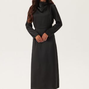 Satin Cowl Neck Midi Dress