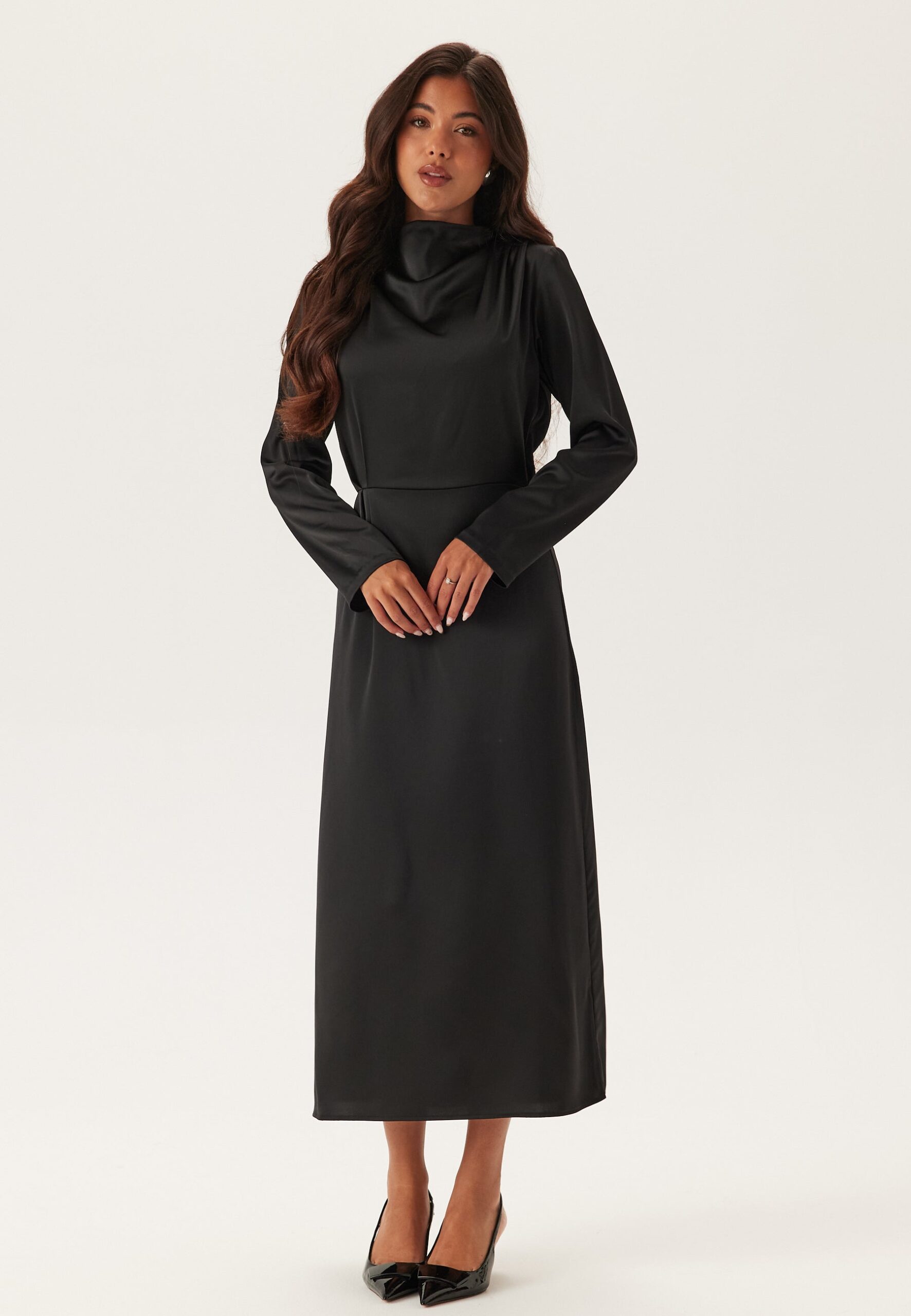 Satin Cowl Neck Midi Dress Satin Cowl Neck Midi Dress