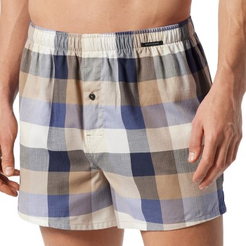 Schiesser 2P Fun Prints Boxer Shorts Beige/Blå bomuld Large Herre Schiesser 2P Fun Prints Boxer Shorts Beige/Blå bomuld Large Herre