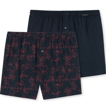 Schiesser 2P Fun Prints Boxer Shorts Marine/Rød bomuld Medium Herre Schiesser 2P Fun Prints Boxer Shorts Marine/Rød bomuld Medium Herre