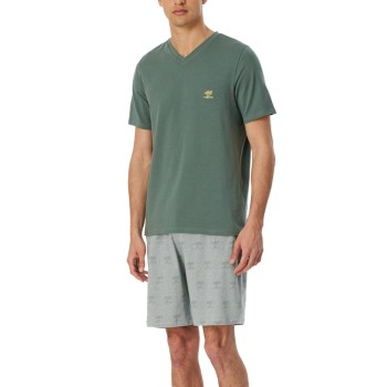 Schiesser 95-5 Short Pyjama V-neck Khaki bomuld Small Herre Schiesser 95-5 Short Pyjama V-neck Khaki bomuld Small Herre