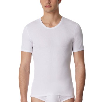 Schiesser Essentials Double Rib T-Shirt Hvid bomuld Medium Herre Schiesser Essentials Double Rib T-Shirt Hvid bomuld Medium Herre