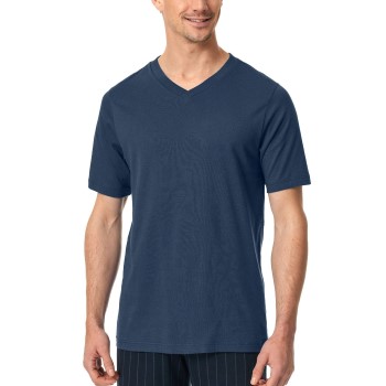 Schiesser Mix and Relax V-neck Short Sleeve Blå bomuld Small Herre Schiesser Mix and Relax V-neck Short Sleeve Blå bomuld Small Herre