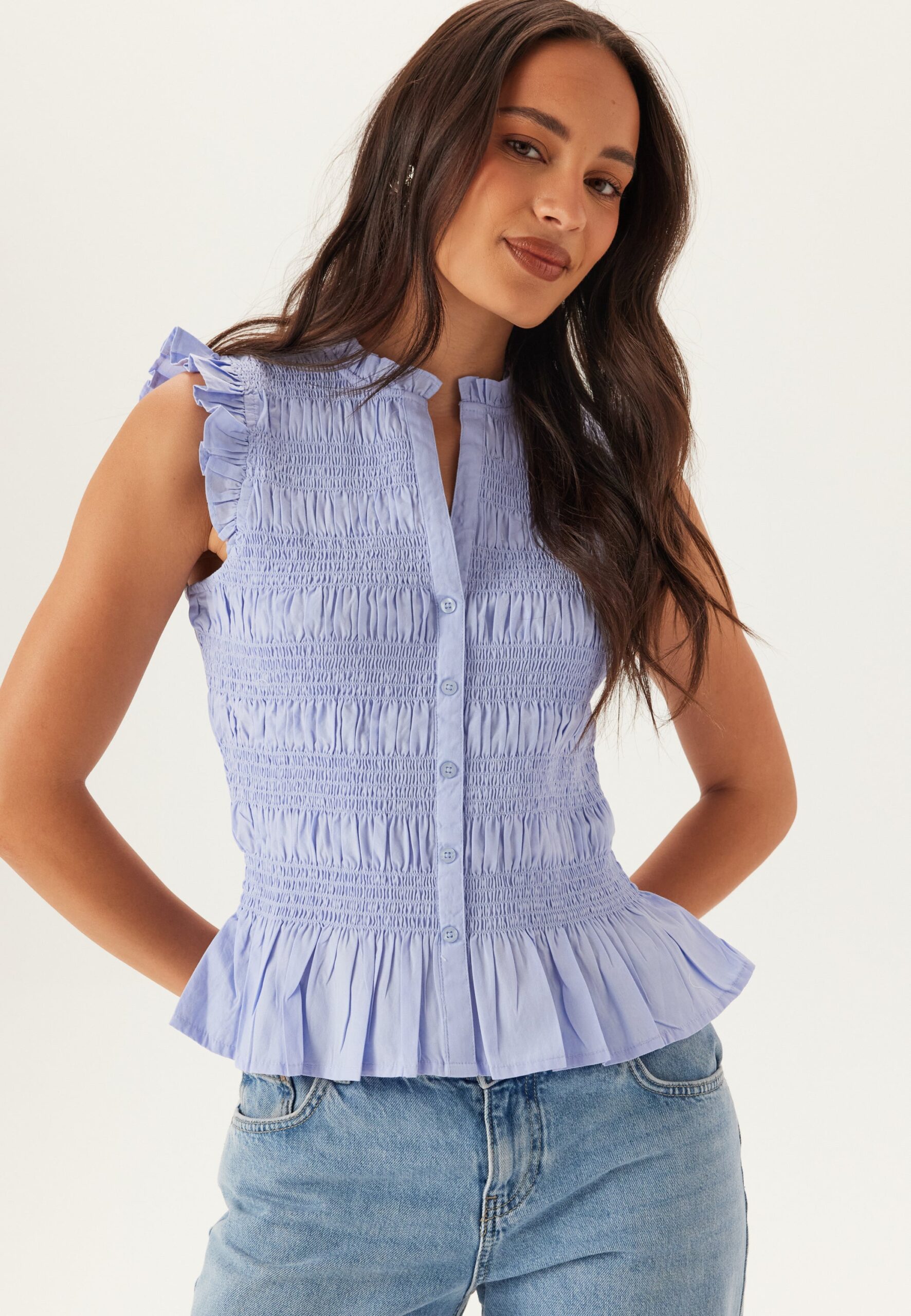Sleeveless Cotton Smock Blouse Sleeveless Cotton Smock Blouse