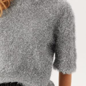 Sparkling Knitted Short Sleeve Sweater