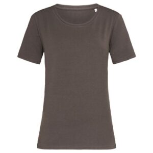 Stedman Claire Relaxed Women Crew Neck Chokolade ringspundet bomuld Small Dame