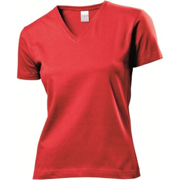Stedman Classic V-Neck Women T-shirt Rød bomuld Small Dame Stedman Classic V-Neck Women T-shirt Rød bomuld Small Dame