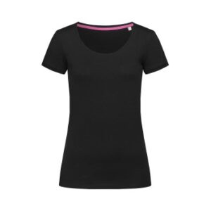 Stedman Megan Crew Neck Sort ringspundet bomuld Small Dame