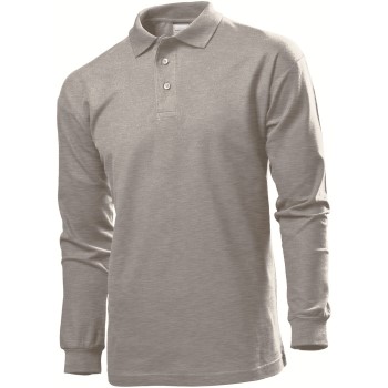 Stedman Polo Long Sleeve Men Grå bomuld Small Herre Stedman Polo Long Sleeve Men Grå bomuld Small Herre