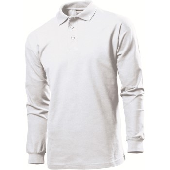 Stedman Polo Long Sleeve Men Hvid bomuld Small Herre Stedman Polo Long Sleeve Men Hvid bomuld Small Herre