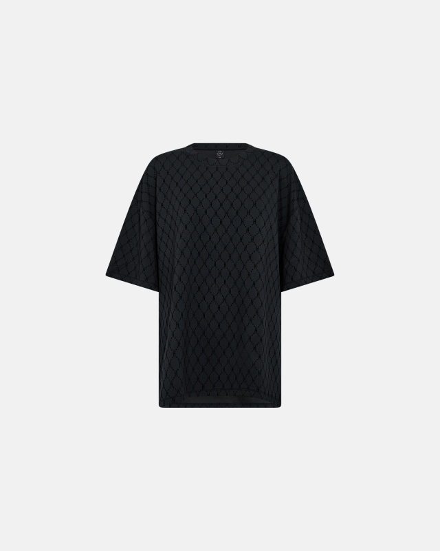 Sweat t-shirt "Oversize" | Polyester | Sort m. flockprint Sweat t-shirt "Oversize" | Polyester | Sort m. flockprint