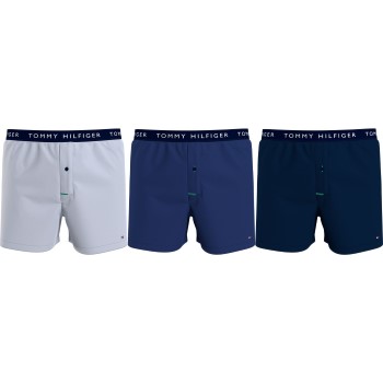 Tommy Hilfiger 3P Recycled Cotton Woven Boxer Shorts Blå/Grå bomuld Medium Herre Tommy Hilfiger 3P Recycled Cotton Woven Boxer Shorts Blå/Grå bomuld Medium Herre