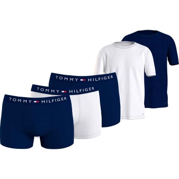 Tommy Hilfiger 5P Trunk And Tee Giftbox Hvid/Marine bomuld Small Herre Tommy Hilfiger 5P Trunk And Tee Giftbox Hvid/Marine bomuld Small Herre