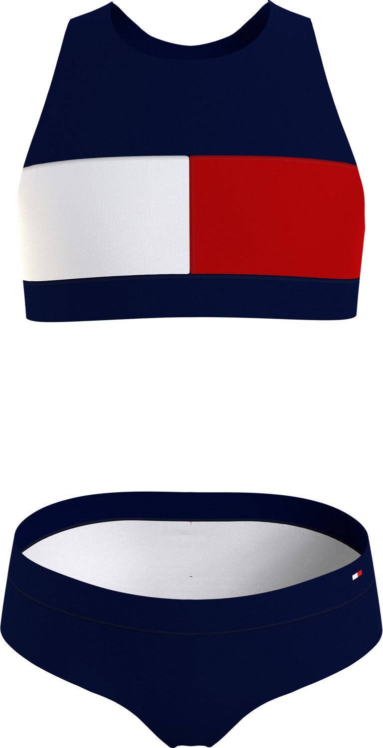 Tommy Hilfiger Crop Top Set Bikini Dame 810 Blå Tommy Hilfiger Crop Top Set Bikini Dame 810 Blå