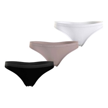 Tommy Hilfiger Trusser 3P Everyday Luxe Thong Sort/Hvid Medium Dame Tommy Hilfiger Trusser 3P Everyday Luxe Thong Sort/Hvid Medium Dame