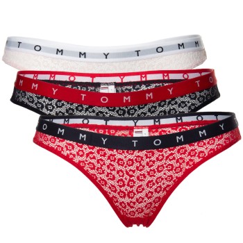 Tommy Hilfiger Trusser 3P Logo Lace Bikini Rød/Sort polyamid Small Dame Tommy Hilfiger Trusser 3P Logo Lace Bikini Rød/Sort polyamid Small Dame