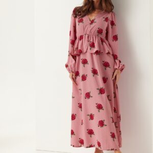 V-neck Flounce Maxi Dress