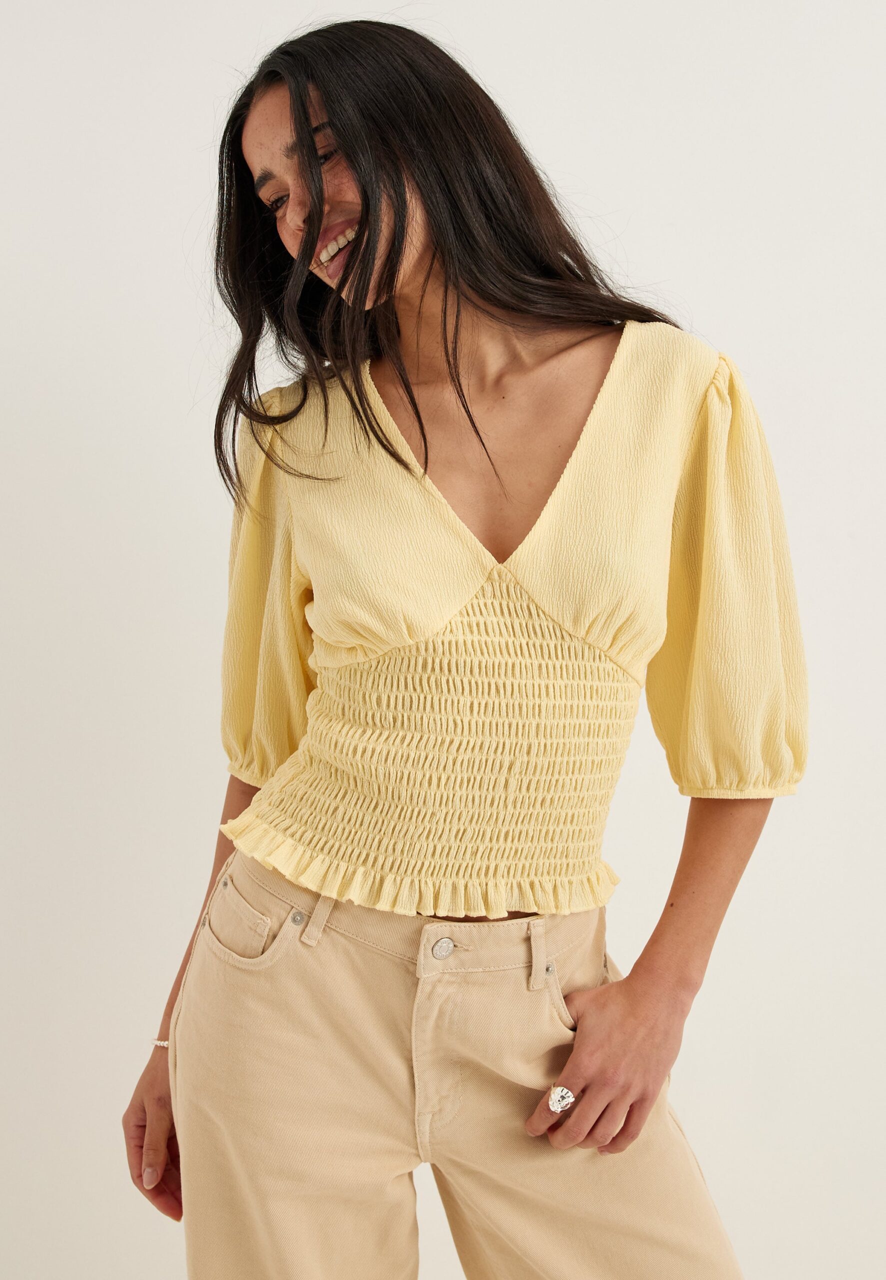 V-neck Smock Top V-neck Smock Top