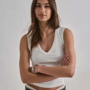 Vero Moda - Hvid - Vmchloe Sl Deep V-Neck Top Jrs Noos