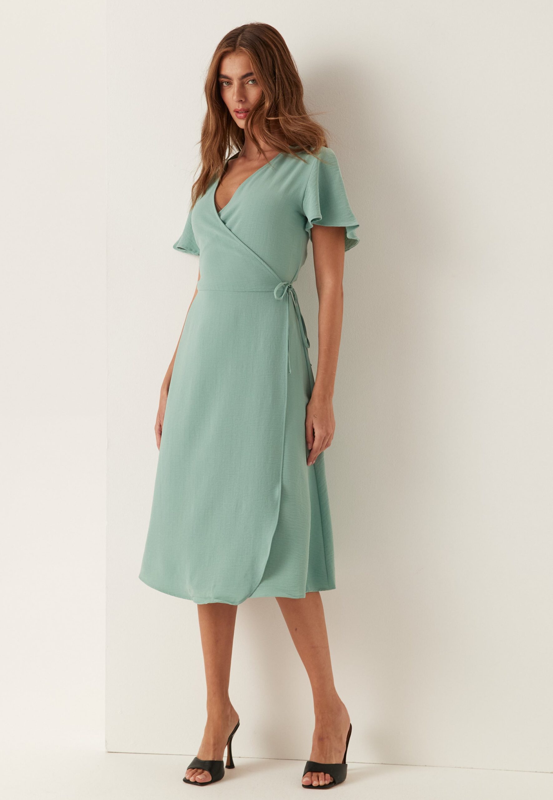 Vilovie S/S Wrap Midi Dress Vilovie S/S Wrap Midi Dress