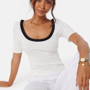 Contrast Rib Short Sleeve Top