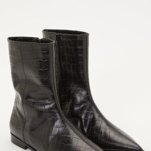 Croco Leather Ankle Boot
