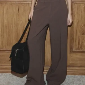 Nelly - Brun - Mid Waist Wide Suit Pants