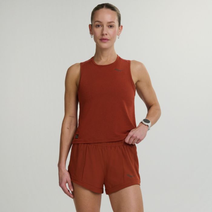 Saucony Stopwatch Crop Tank Str. L Rød Dame Saucony Stopwatch Crop Tank Str. L Rød Dame