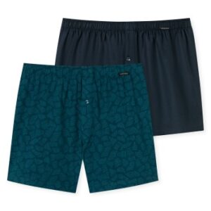 Schiesser 2P Leg Flattering Boxer Shorts Blå Mønster bomuld Small Herre
