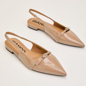 Biabari Pointy Flat Slingback Faux Leather
