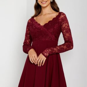 Long Sleeve Lace Skater Dress