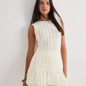 Malina - Hvid - Amal Knitted Fringe Top