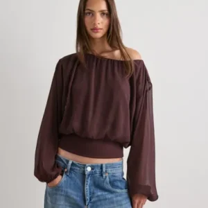 Nelly - Brun - Drapy Chiffon Blouse