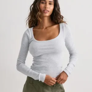 Nelly - Grå - Perfect Rib LS Top
