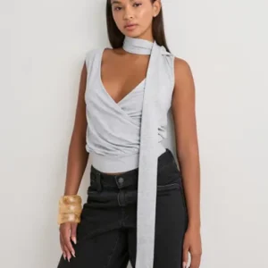 Nelly - Grå - Soft Wrap Scarf Top
