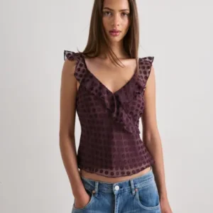 Nelly - Rød - Flounce Dot Top